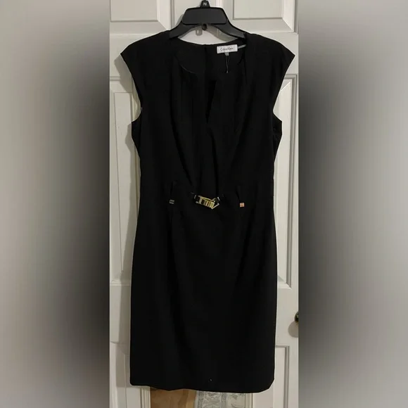 slim fit dress slacks VERSACE BLACK BONDAGE DRESS W GOLD HARDWARE 1992 main image 1